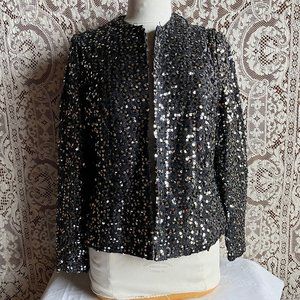 1980s Black & Gold Sequined Jacket 38 Bust